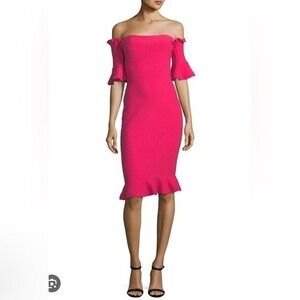 Milly Pintuck Off-the-Shoulder Sheath Dress Size Small